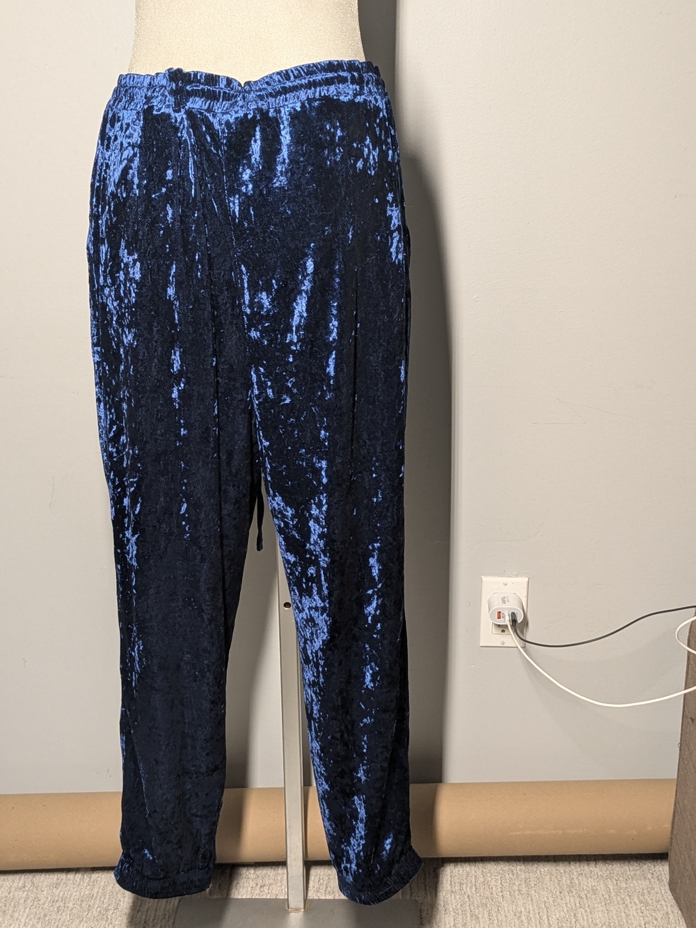 C by One Shimmery Navy Crushed Velvet Pull-On Pants - Picture 13 of 16